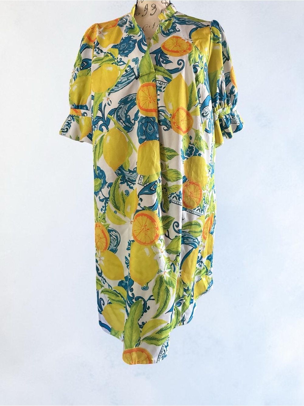 Women’s Lemon-Print Shirt Dress -Sz XL